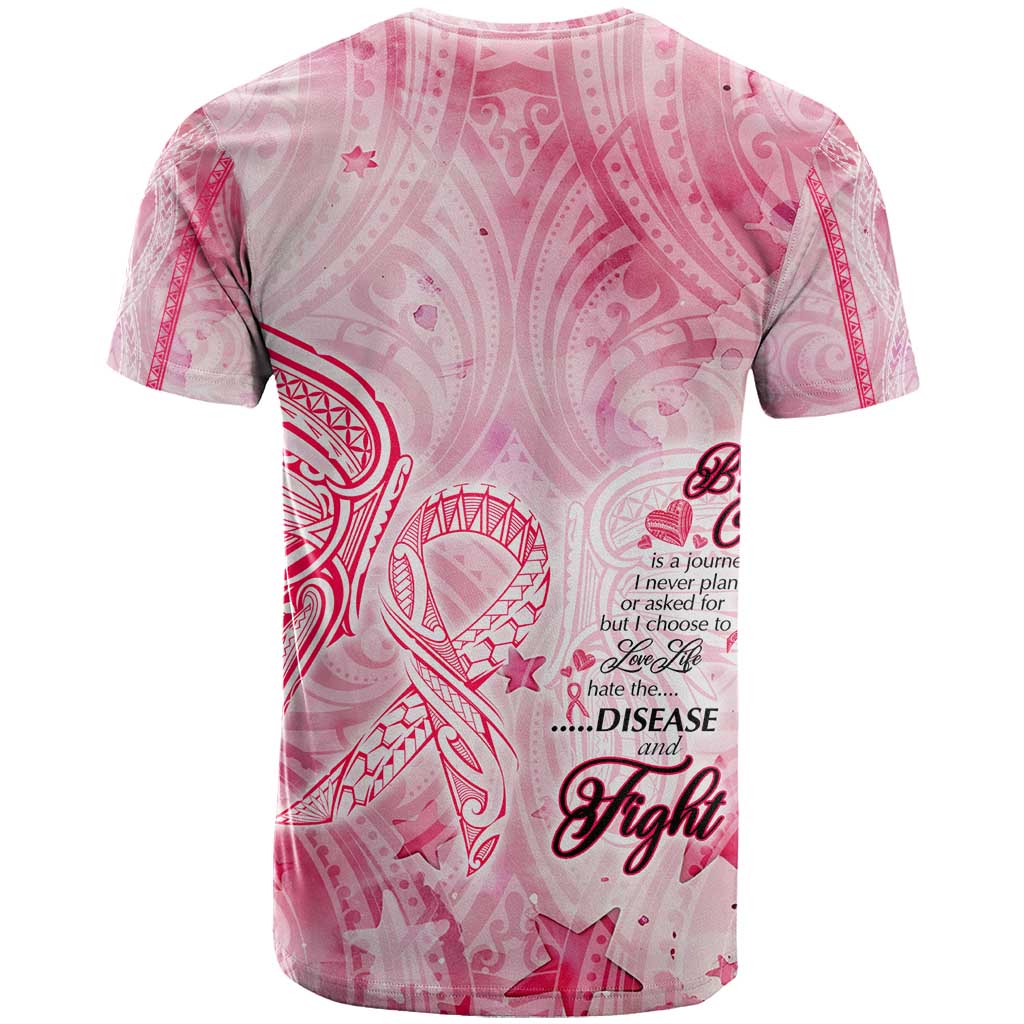 Breast Cancer Awareness Month T Shirt Butterfly Polynesia Watercolor Pink
