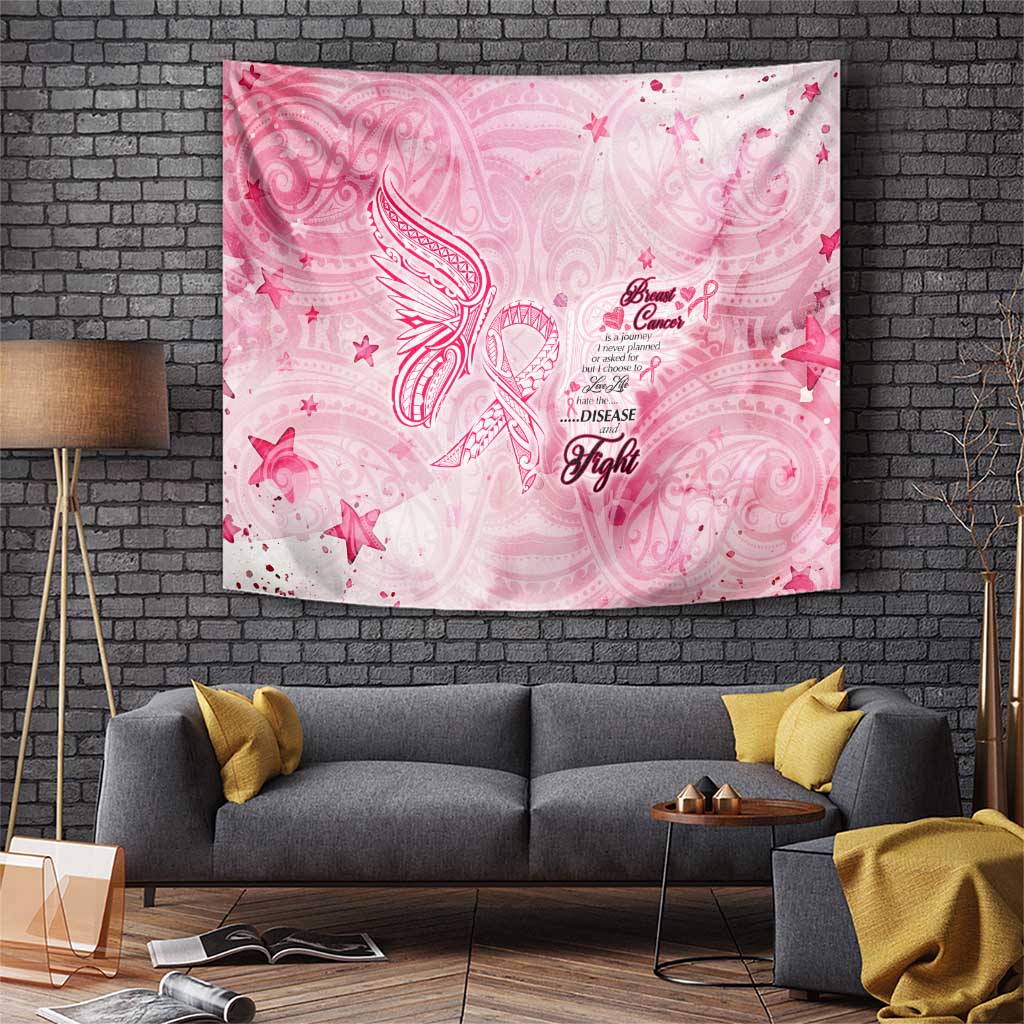 Breast Cancer Awareness Month Tapestry Butterfly Polynesia Watercolor Pink DT02 Pink - Polynesian Pride
