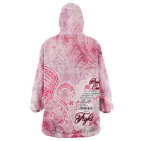 Breast Cancer Awareness Month Wearable Blanket Hoodie Butterfly Polynesia Watercolor Pink
