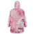 Breast Cancer Awareness Month Wearable Blanket Hoodie Butterfly Polynesia Watercolor Pink