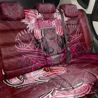 Breast Cancer Warrior Back Car Seat Cover Angel Wings Polynesian Pattern