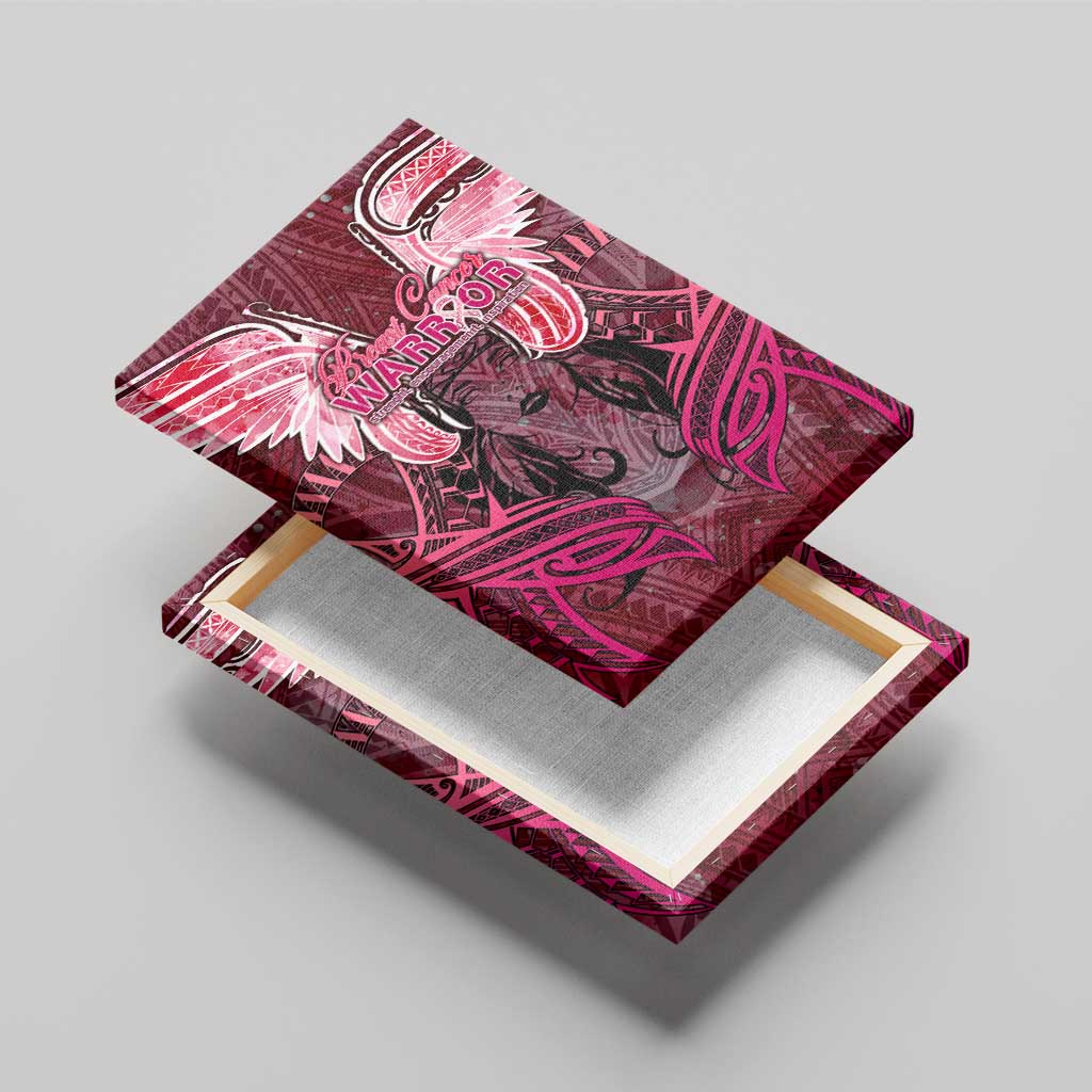 Breast Cancer Warrior Canvas Wall Art Angel Wings Polynesian Pattern