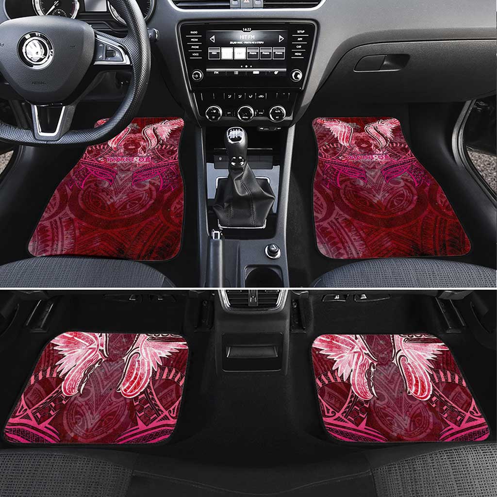 Breast Cancer Warrior Car Mats Angel Wings Polynesian Pattern