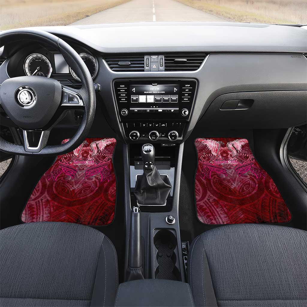 Breast Cancer Warrior Car Mats Angel Wings Polynesian Pattern