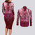 Breast Cancer Warrior Couples Matching Long Sleeve Bodycon Dress and Long Sleeve Button Shirt Angel Wings Polynesian Pattern