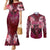 Breast Cancer Warrior Couples Matching Mermaid Dress and Long Sleeve Button Shirt Angel Wings Polynesian Pattern