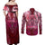 Breast Cancer Warrior Couples Matching Off Shoulder Maxi Dress and Long Sleeve Button Shirt Angel Wings Polynesian Pattern