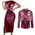 Breast Cancer Warrior Couples Matching Short Sleeve Bodycon Dress and Long Sleeve Button Shirt Angel Wings Polynesian Pattern