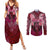 Breast Cancer Warrior Couples Matching Summer Maxi Dress and Long Sleeve Button Shirt Angel Wings Polynesian Pattern
