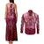 Breast Cancer Warrior Couples Matching Tank Maxi Dress and Long Sleeve Button Shirt Angel Wings Polynesian Pattern