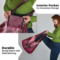 Breast Cancer Warrior Grocery Bag Angel Wings Polynesian Pattern