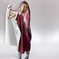 Breast Cancer Warrior Hooded Blanket Angel Wings Polynesian Pattern
