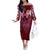 Breast Cancer Warrior Off The Shoulder Long Sleeve Dress Angel Wings Polynesian Pattern