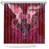 Breast Cancer Warrior Shower Curtain Angel Wings Polynesian Pattern DT02 Pink - Polynesian Pride