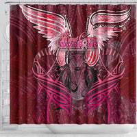 Breast Cancer Warrior Shower Curtain Angel Wings Polynesian Pattern DT02 - Polynesian Pride