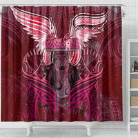 Breast Cancer Warrior Shower Curtain Angel Wings Polynesian Pattern DT02 - Polynesian Pride