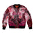 Breast Cancer Warrior Sleeve Zip Bomber Jacket Angel Wings Polynesian Pattern