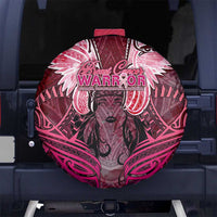 Breast Cancer Warrior Spare Tire Cover Angel Wings Polynesian Pattern