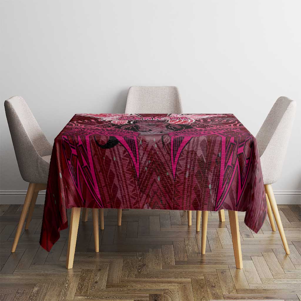 Breast Cancer Warrior Tablecloth Angel Wings Polynesian Pattern
