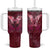 Breast Cancer Warrior Tumbler With Handle Angel Wings Polynesian Pattern