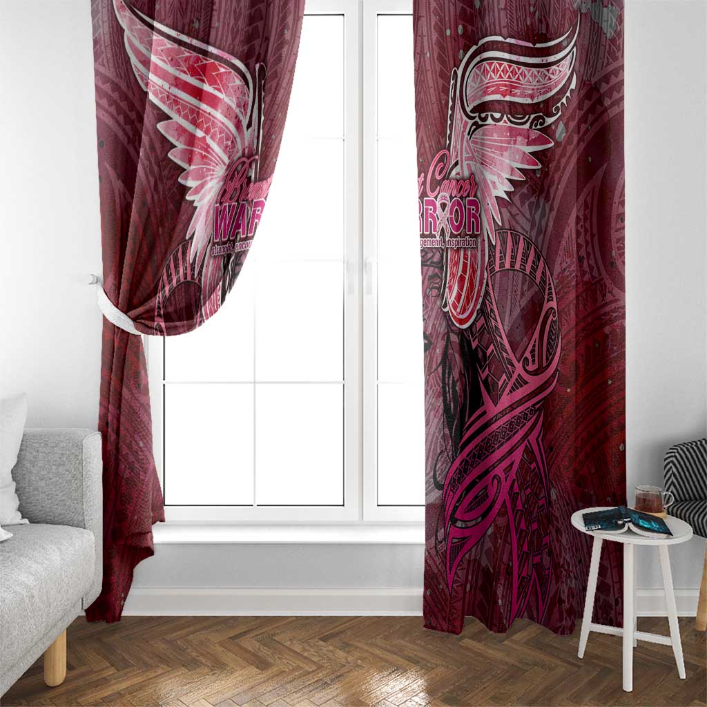 Breast Cancer Warrior Window Curtain Angel Wings Polynesian Pattern