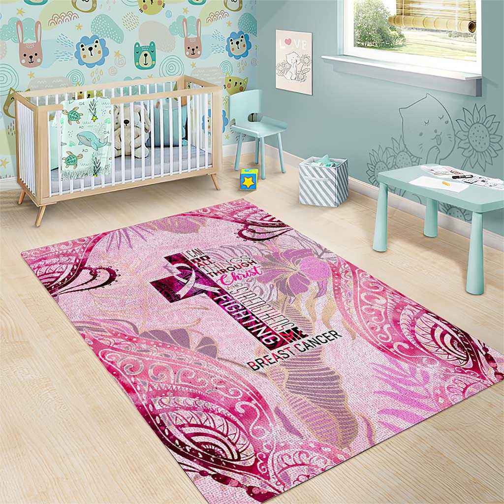 Breast Cancer Polynesian Area Rug I Can Do All Things Through Christ