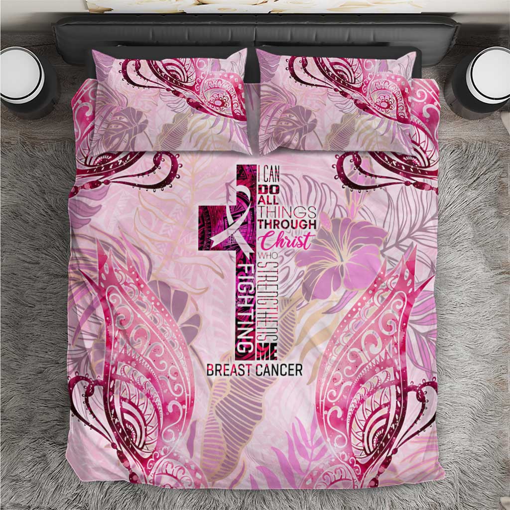 Breast Cancer Polynesian Bedding Set I Can Do All Things Through Christ DT02 Pink - Polynesian Pride