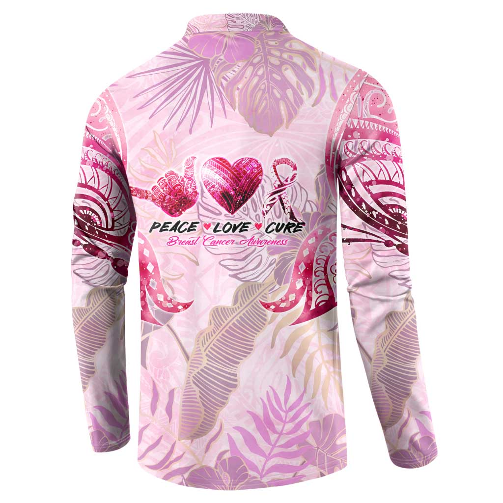 Breast Cancer Polynesian Button Sweatshirt I Can Do All Things Through Christ