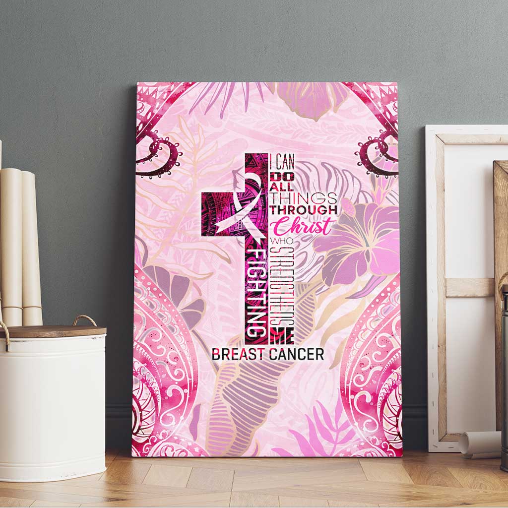 Breast Cancer Polynesian Canvas Wall Art I Can Do All Things Through Christ