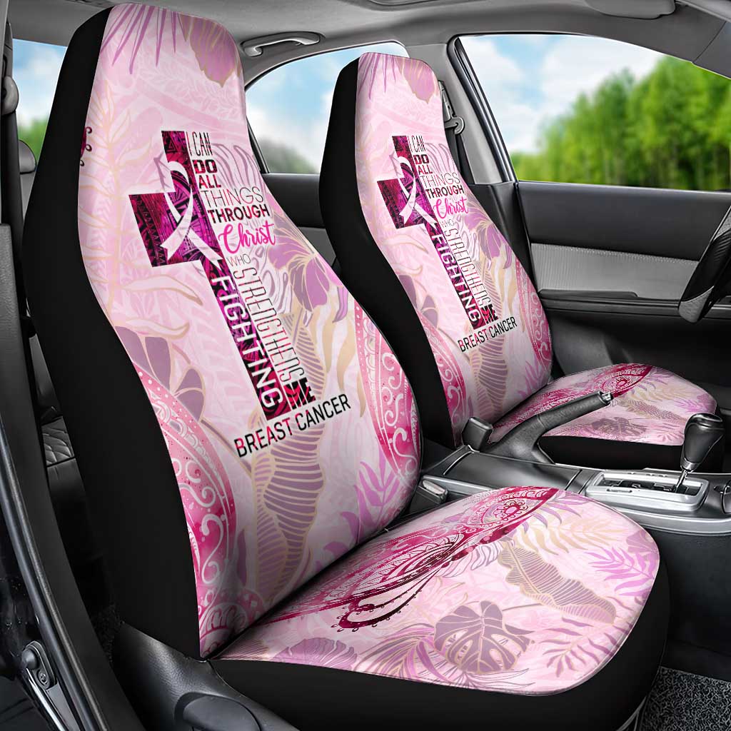 Breast Cancer Polynesian Car Seat Cover I Can Do All Things Through Christ