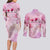Breast Cancer Polynesian Couples Matching Long Sleeve Bodycon Dress and Long Sleeve Button Shirt I Can Do All Things Through Christ