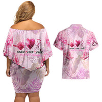 Breast Cancer Polynesian Couples Matching Off Shoulder Short Dress and Hawaiian Shirt I Can Do All Things Through Christ