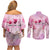 Breast Cancer Polynesian Couples Matching Off Shoulder Short Dress and Long Sleeve Button Shirt I Can Do All Things Through Christ