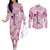 Breast Cancer Polynesian Couples Matching Off The Shoulder Long Sleeve Dress and Long Sleeve Button Shirt I Can Do All Things Through Christ