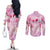 Breast Cancer Polynesian Couples Matching Off The Shoulder Long Sleeve Dress and Long Sleeve Button Shirt I Can Do All Things Through Christ