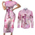 Breast Cancer Polynesian Couples Matching Short Sleeve Bodycon Dress and Long Sleeve Button Shirt I Can Do All Things Through Christ