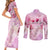 Breast Cancer Polynesian Couples Matching Short Sleeve Bodycon Dress and Long Sleeve Button Shirt I Can Do All Things Through Christ