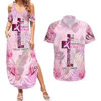 Breast Cancer Polynesian Couples Matching Summer Maxi Dress and Hawaiian Shirt I Can Do All Things Through Christ
