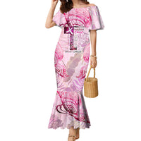 Breast Cancer Polynesian Family Matching Mermaid Dress and Hawaiian Shirt I Can Do All Things Through Christ
