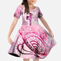 Breast Cancer Polynesian Family Matching Tank Maxi Dress and Hawaiian Shirt I Can Do All Things Through Christ DT02 Daughter's Dress Pink - Polynesian Pride