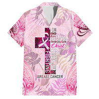 Breast Cancer Polynesian Family Matching Tank Maxi Dress and Hawaiian Shirt I Can Do All Things Through Christ DT02 Dad's Shirt - Short Sleeve Pink - Polynesian Pride