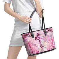 Breast Cancer Polynesian Leather Tote Bag I Can Do All Things Through Christ