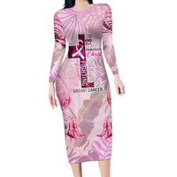 Breast Cancer Polynesian Long Sleeve Bodycon Dress I Can Do All Things Through Christ