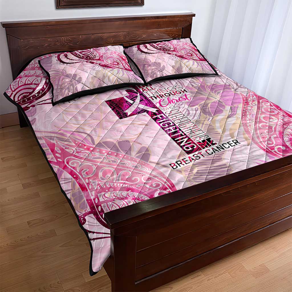 Breast Cancer Polynesian Quilt Bed Set I Can Do All Things Through Christ