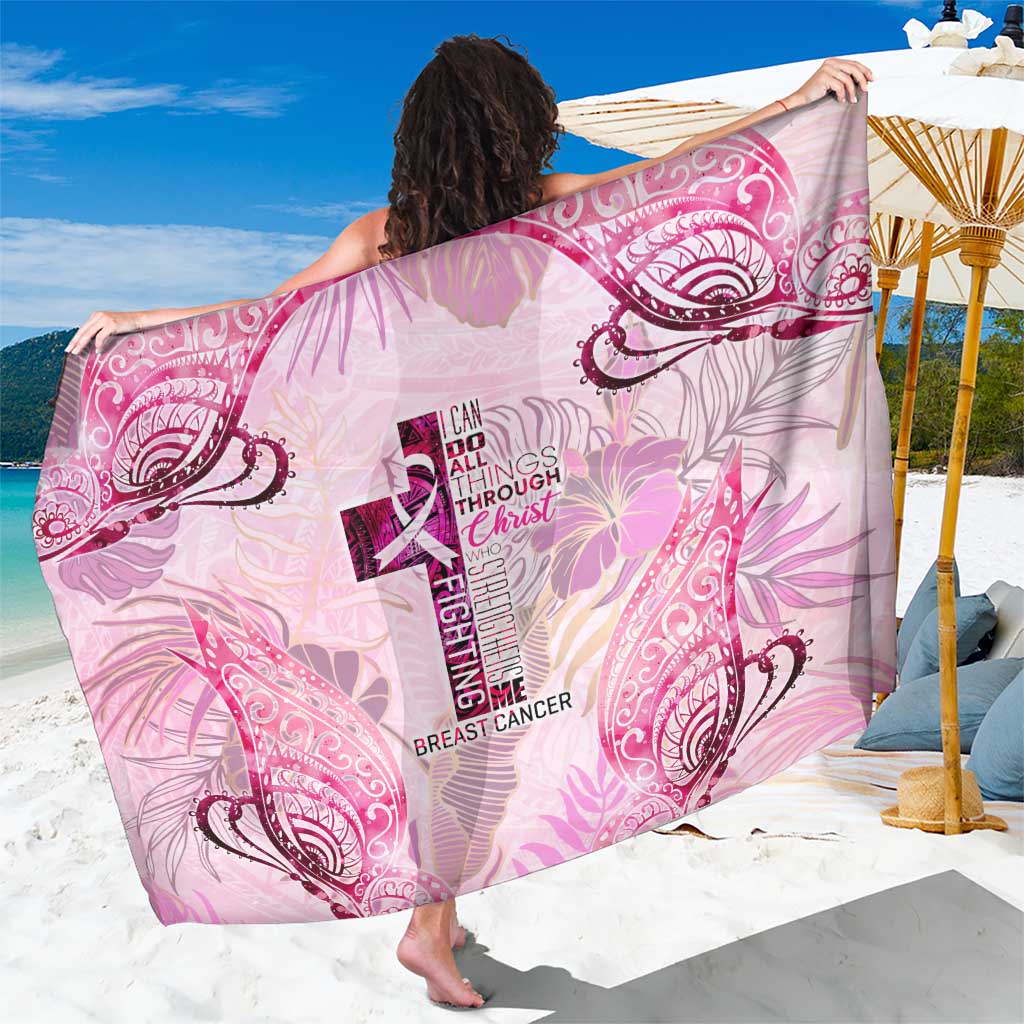 Breast Cancer Polynesian Sarong I Can Do All Things Through Christ DT02 One Size 44 x 66 inches Pink - Polynesian Pride