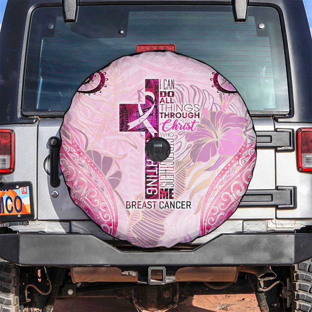 Breast Cancer Polynesian Spare Tire Cover I Can Do All Things Through Christ DT02 Pink - Polynesian Pride