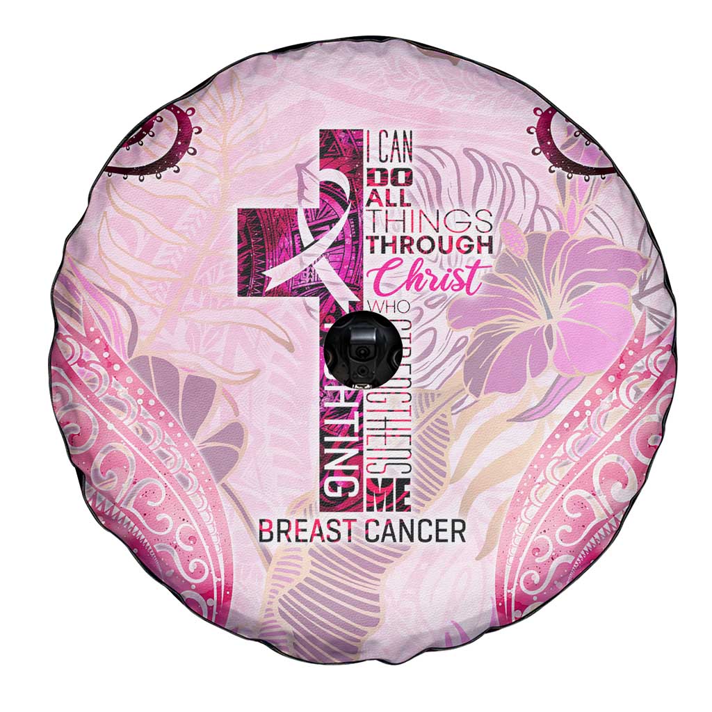 Breast Cancer Polynesian Spare Tire Cover I Can Do All Things Through Christ