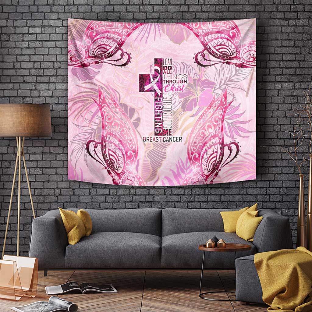 Breast Cancer Polynesian Tapestry I Can Do All Things Through Christ DT02 Pink - Polynesian Pride