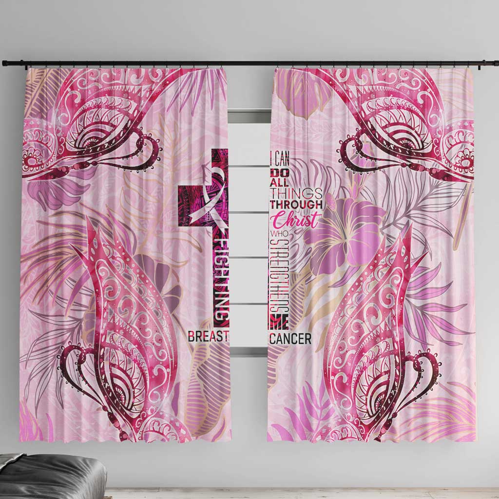 Breast Cancer Polynesian Window Curtain I Can Do All Things Through Christ DT02 With Hooks Pink - Polynesian Pride
