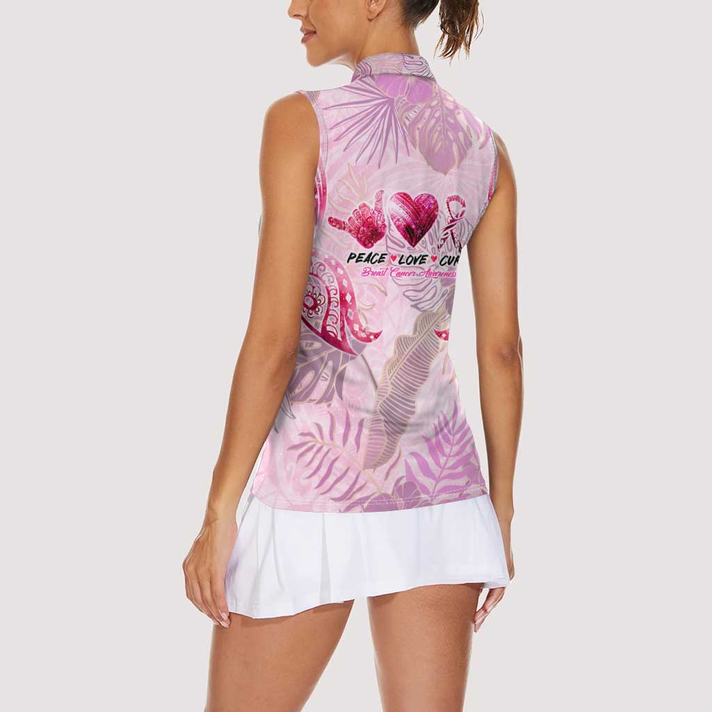 Breast Cancer Polynesian Women Sleeveless Polo Shirt I Can Do All Things Through Christ